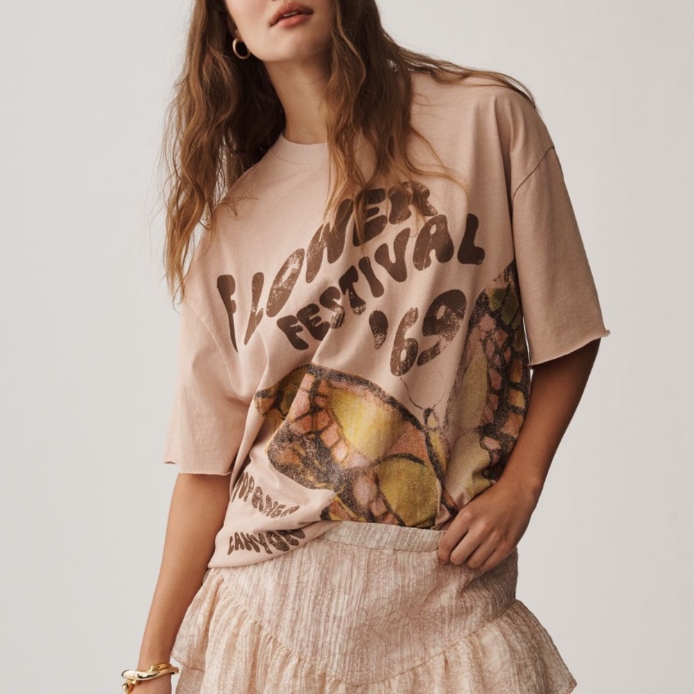 ANTHROPOLOGIE➕NWT Oversized Flower Festival Graphic Tee
